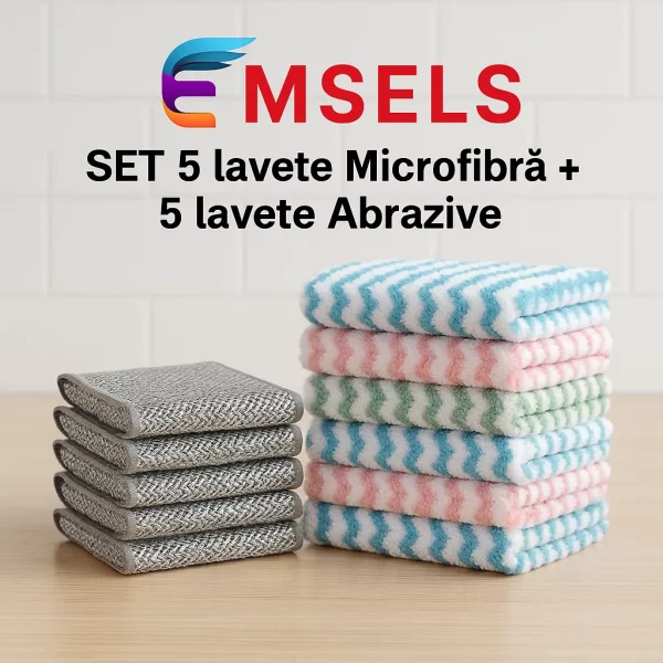 set lavete abrazive+ microfibra